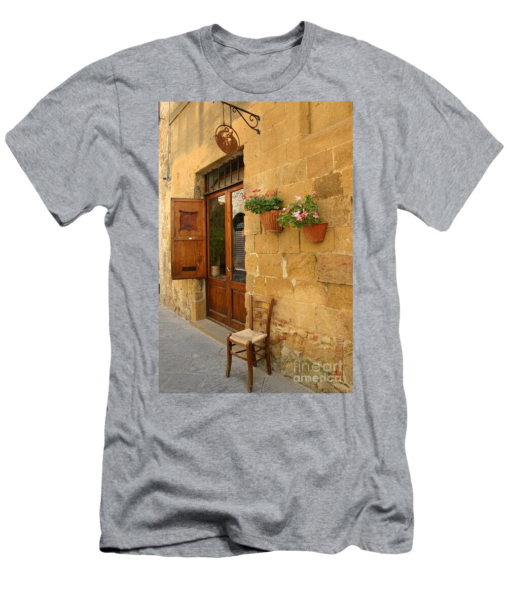 Pienza T-Shirt featuring the photograph Shop Door, Tuscany by Holly C. Freeman