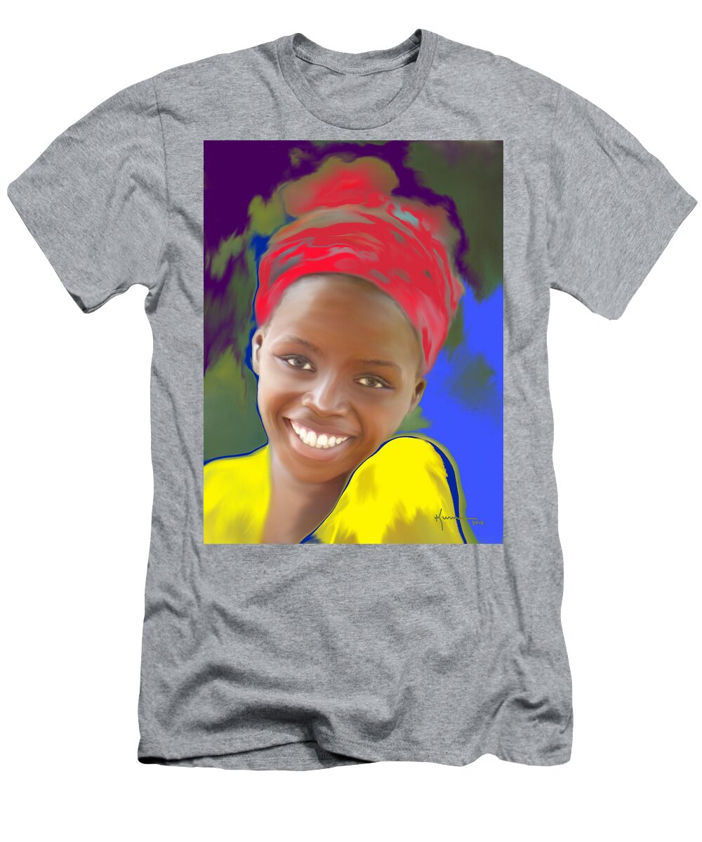 Girl T-Shirt featuring the painting Smile by Kume Bryant