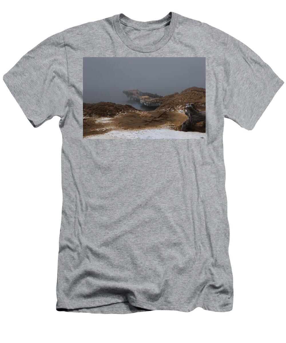 Lake T-Shirt featuring the photograph Snow Fog at Lake Superior by Evie Carrier