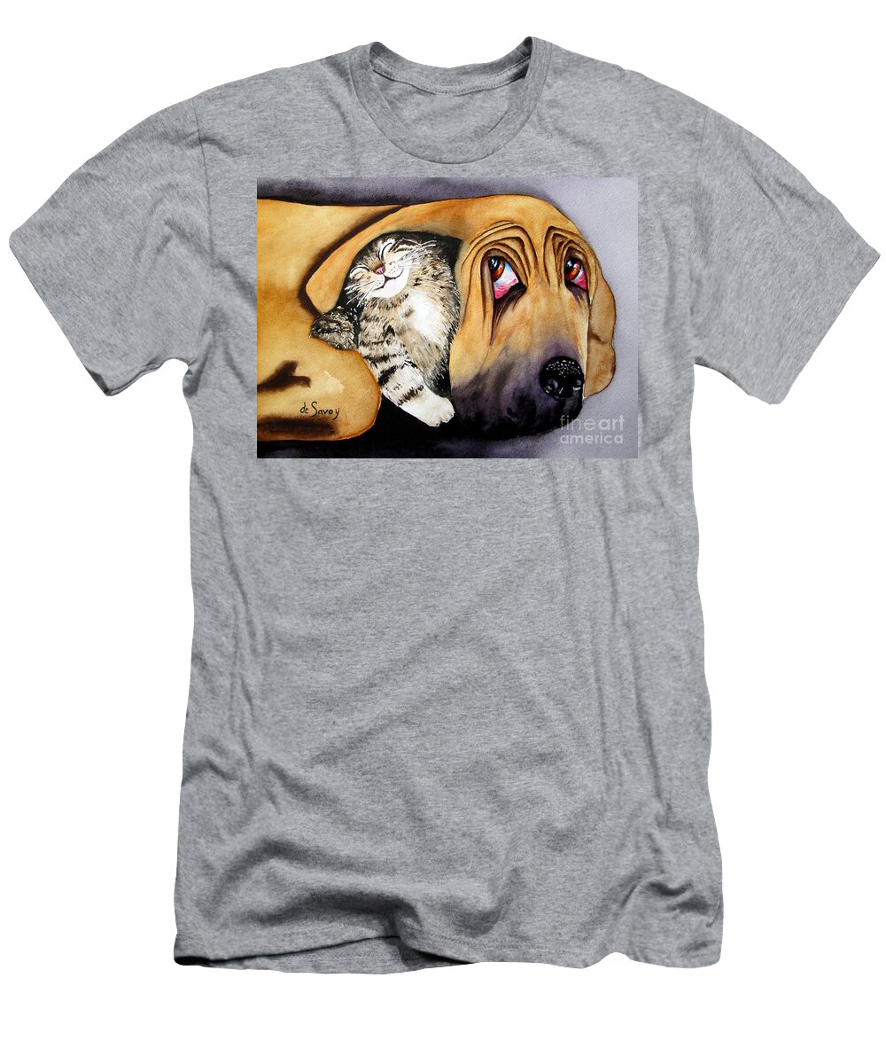 Animals T-Shirt featuring the painting Snuggles by Diane DeSavoy