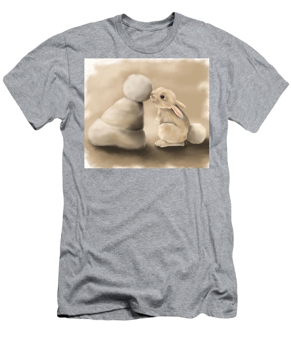 Bunny T-Shirt featuring the painting Softly matching by Veronica Minozzi