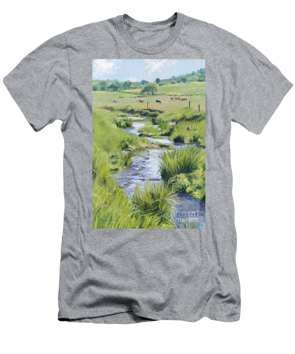 Vermont T-Shirt featuring the painting Spencer Hollow Meadow by Candace Lovely