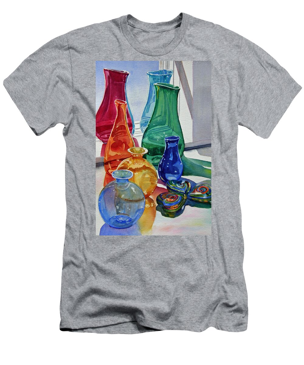 Glass T-Shirt featuring the painting Splendor in the Glass by Judy Mercer