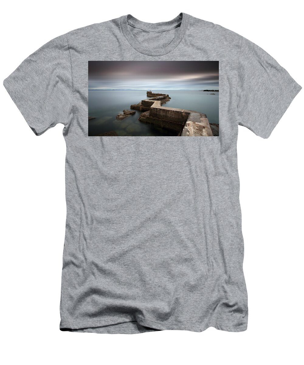 St Monans Pier T-Shirt featuring the photograph St Monans Pier at Sunset by Maria Gaellman