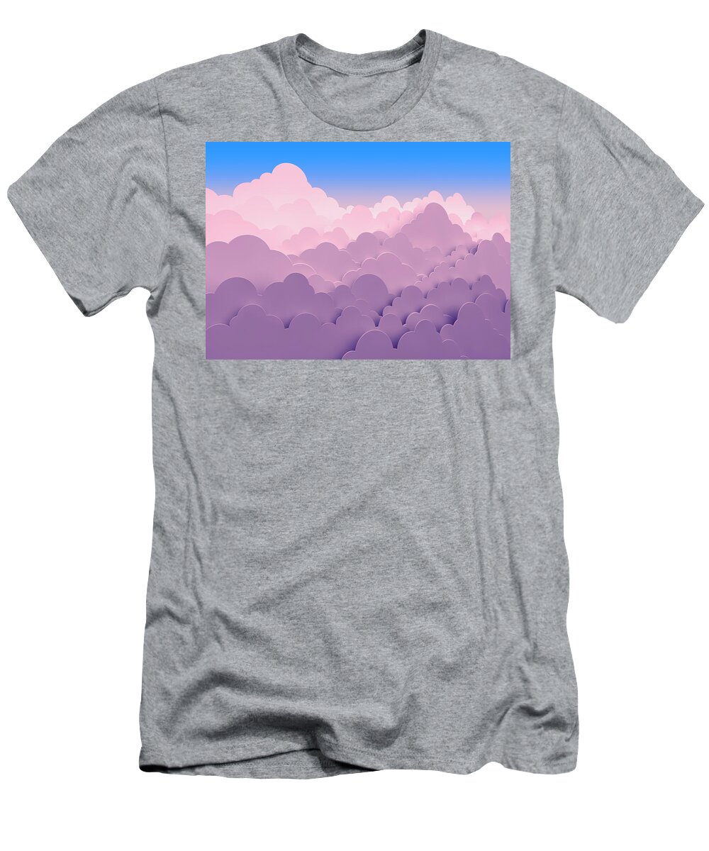 Abundance T-Shirt featuring the photograph Stacked Pink Clouds Against Blue Sky by Ikon Ikon Images