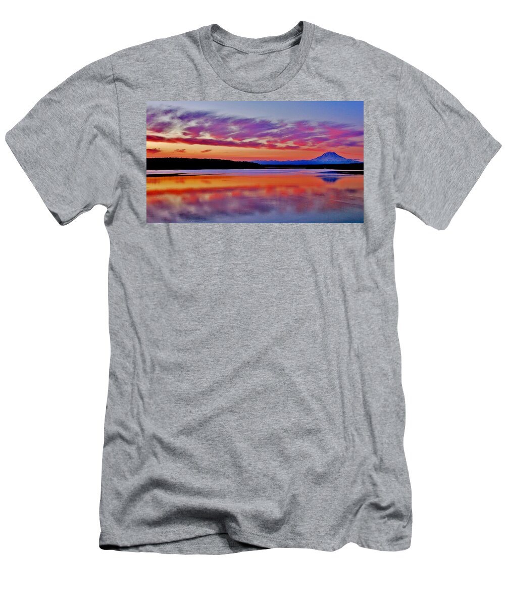 Gig Harbor T-Shirt featuring the photograph Stillness Panorama by Benjamin Yeager