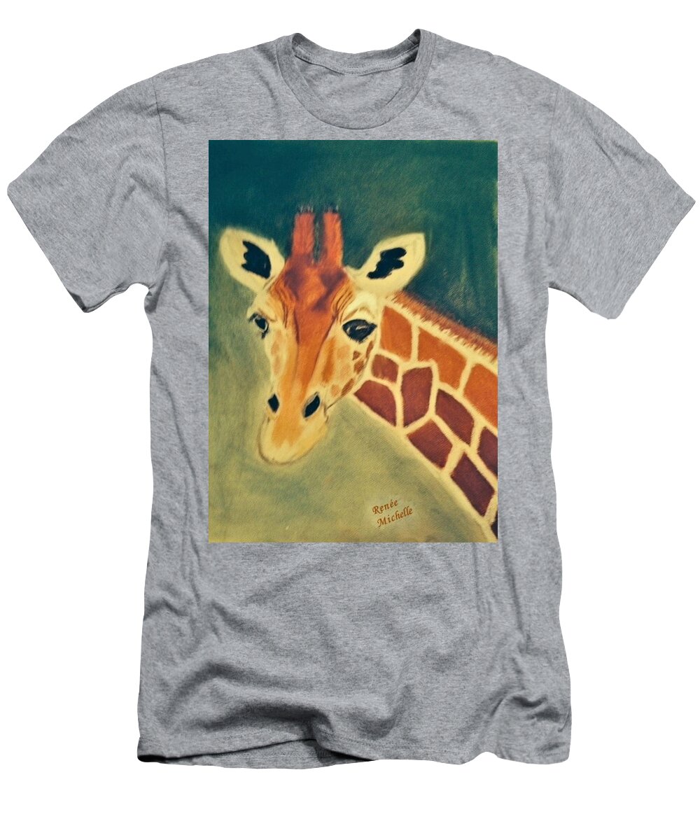 Giraffe T-Shirt featuring the pastel Study of a Giraffe by Renee Michelle Wenker