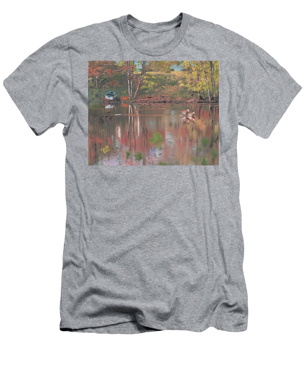 River T-Shirt featuring the painting Sudbury River by Cliff Wilson