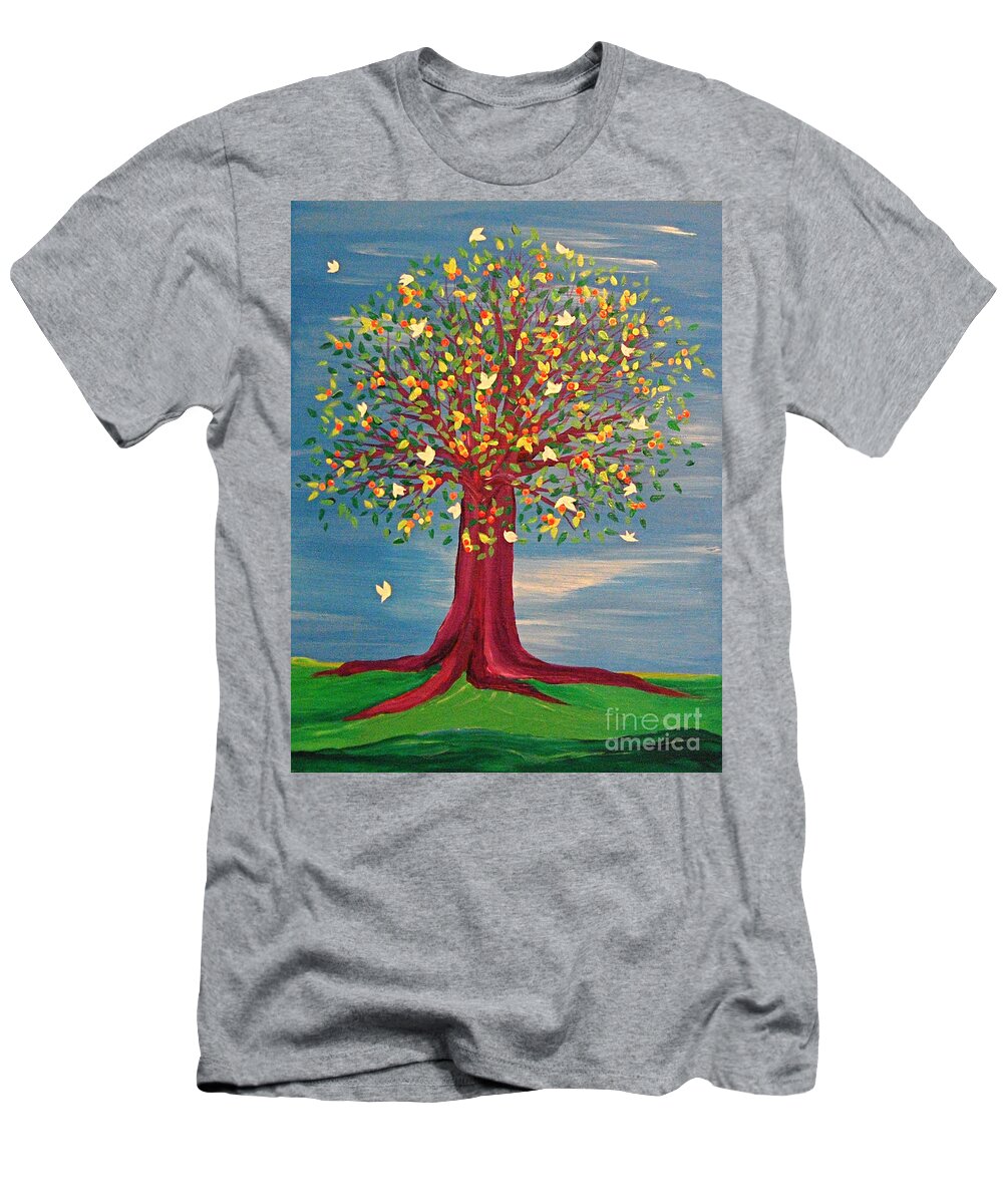 Tree T-Shirt featuring the painting Summer Fantasy Tree by First Star Art