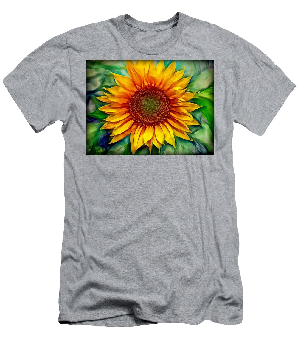 Sunflower T-Shirt featuring the photograph Sunflower - paint edition by Lilia S