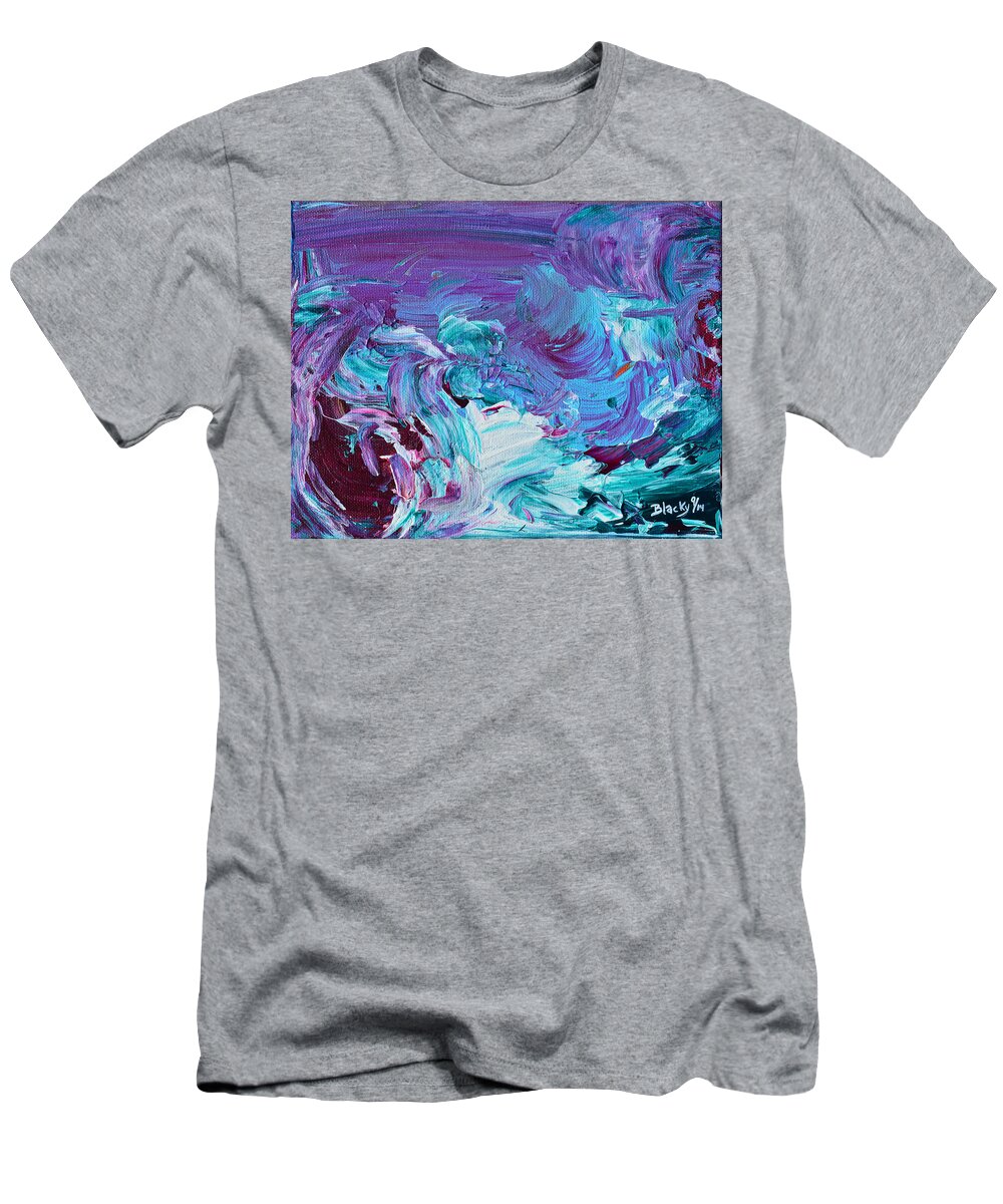 Water T-Shirt featuring the painting Sunset On Raging Water by Donna Blackhall
