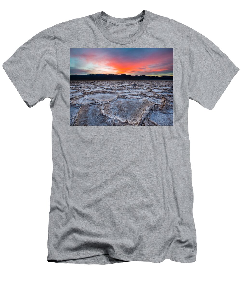 Sunset T-Shirt featuring the photograph Sunset Over Badwater by Mark Rogers