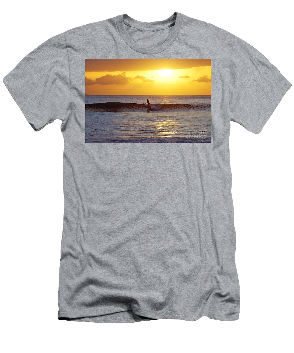 Stand Up Paddling T-Shirt featuring the photograph Sunset Surf Maui by David Olsen