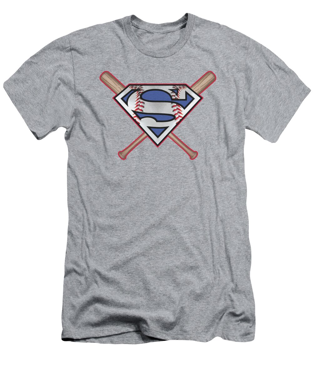  T-Shirt featuring the digital art Superman - Crossed Bats by Brand A