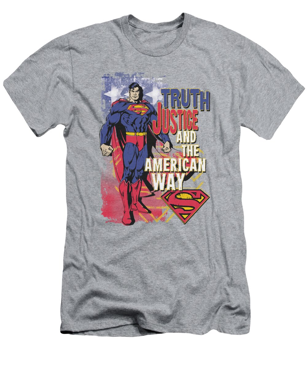 Superman T-Shirt featuring the digital art Superman - Truth Justice by Brand A