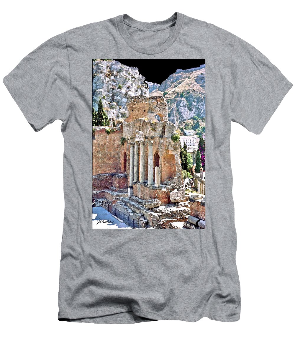 Taormina T-Shirt featuring the digital art Taormina Amphitheater by John Vincent Palozzi