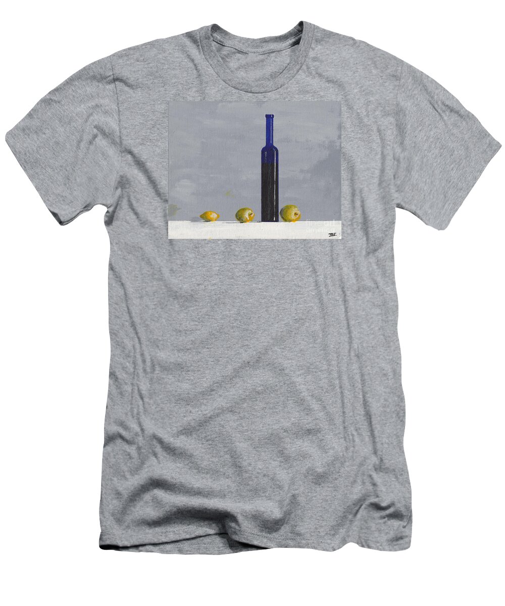 Still Life T-Shirt featuring the painting The Blue Bottle by David I. Jackson by David Jackson