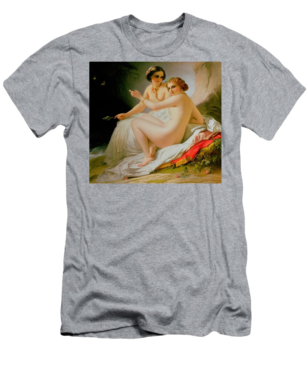 Nude T-Shirt featuring the painting The Bathers by Louis Hersent