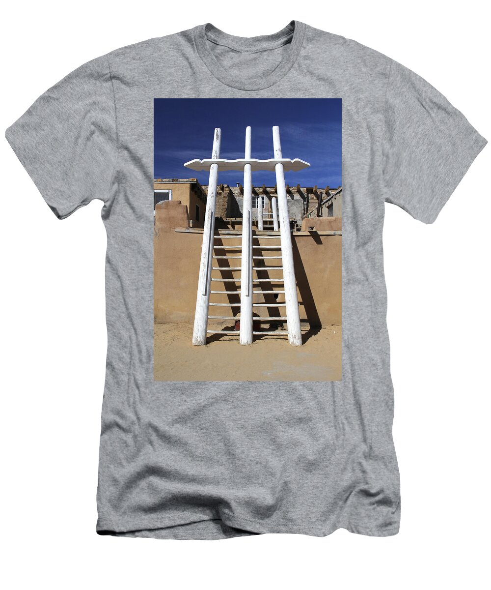 Acoma Pueblo T-Shirt featuring the photograph The Ladder Acoma Pueblo by Mike McGlothlen