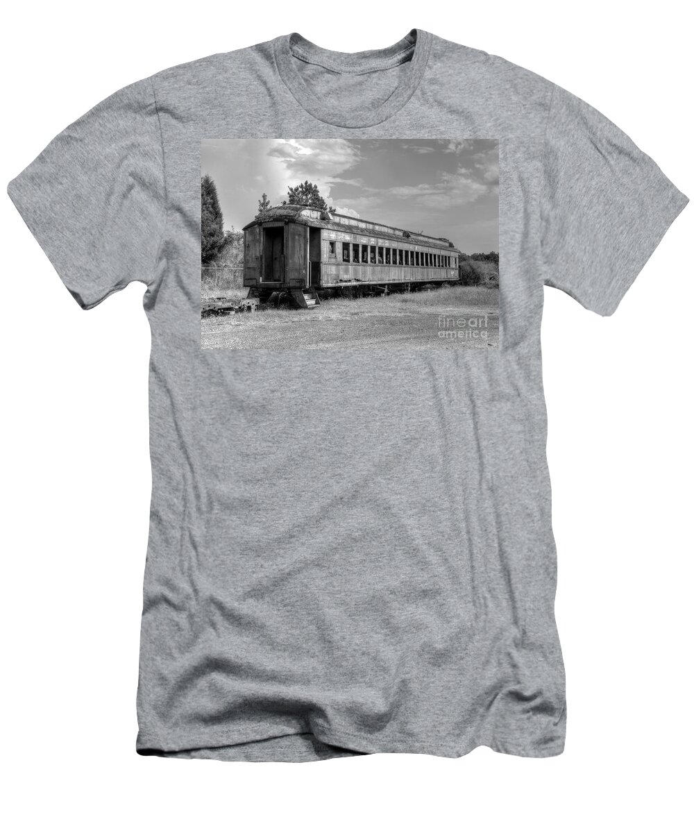 Black And White T-Shirt featuring the photograph The Old Forgotten Train by Kathy Baccari
