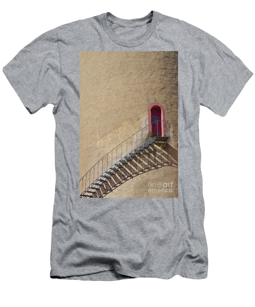 Castle T-Shirt featuring the photograph The Staircase to the Red Door by Heiko Koehrer-Wagner