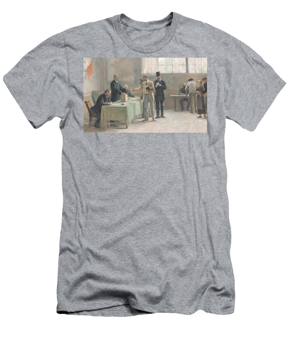 The Universal Franchise T-Shirt featuring the painting The Universal Franchise by Alfred-Henri Bramtot