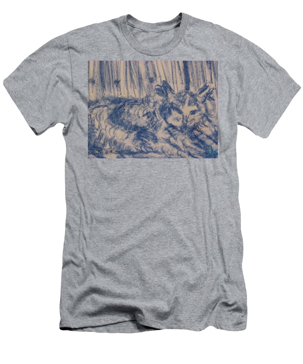 Blue T-Shirt featuring the painting This Cat's Just Chilling by Shea Holliman