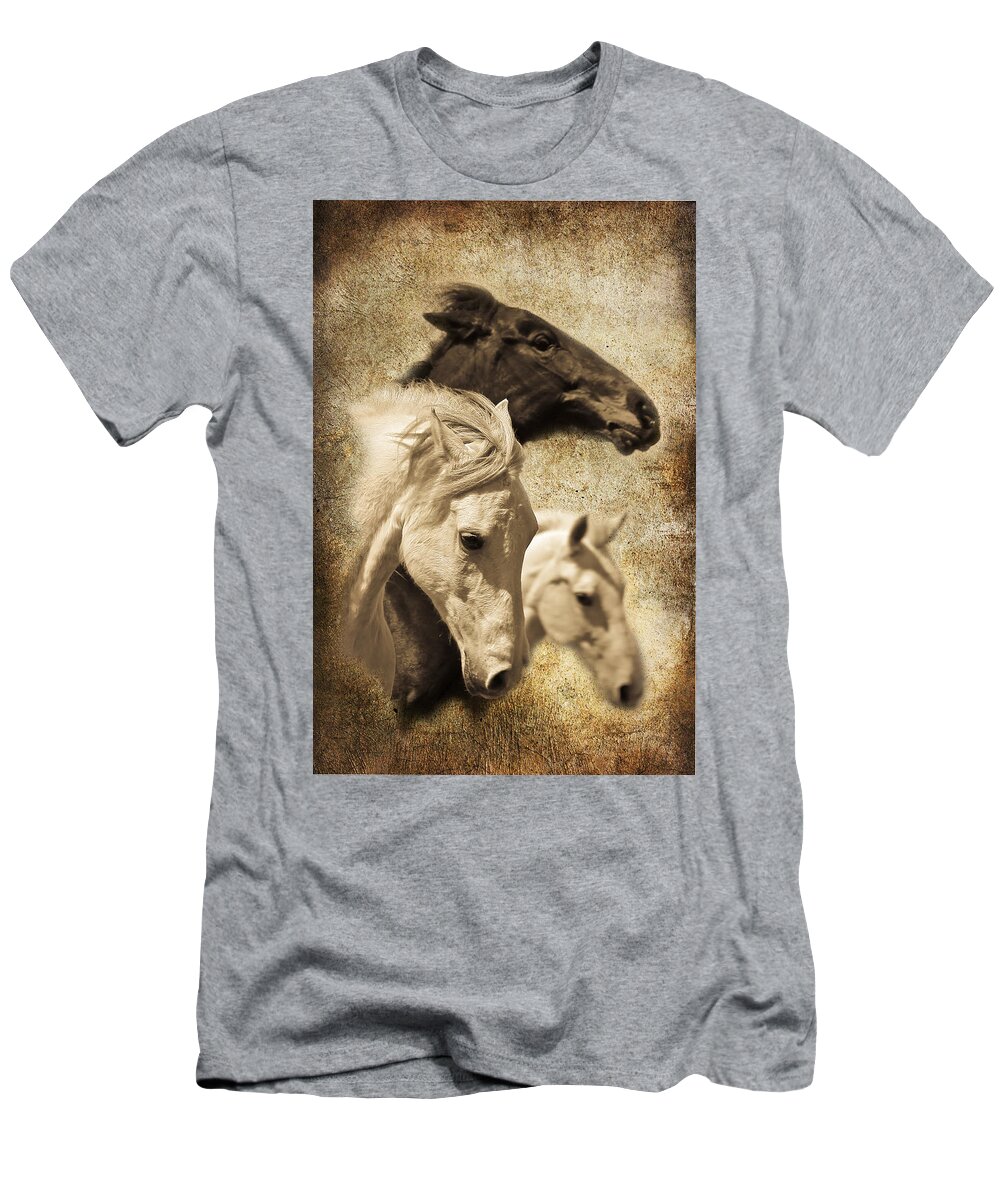 Horse Art T-Shirt featuring the photograph Three Horses West by Steve McKinzie
