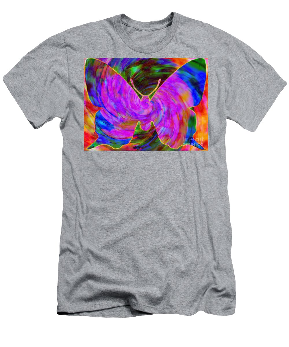 Fractal Art T-Shirt featuring the digital art Tie-dye Butterfly by Elizabeth McTaggart