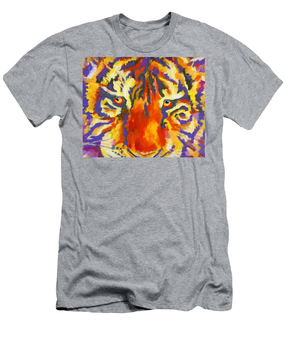 Tiger T-Shirt featuring the painting Tiger Eyes by Stephen Anderson