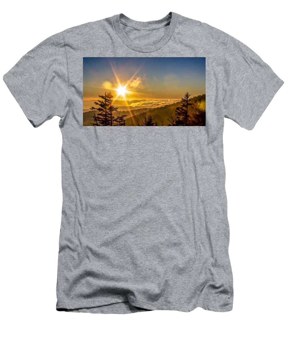 America T-Shirt featuring the photograph Top Of The World by Rob Sellers