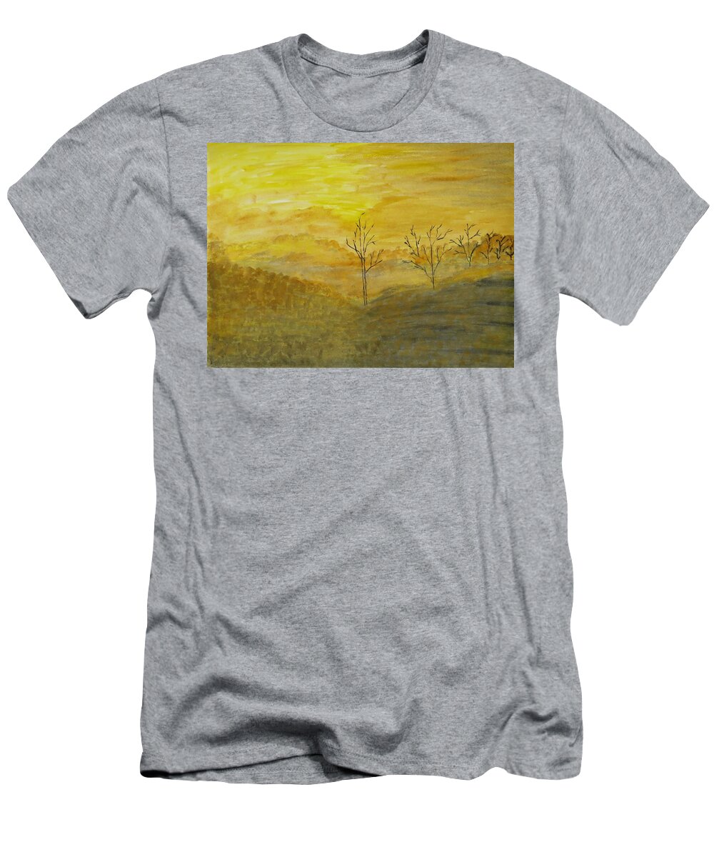 Beauty Of Moning T-Shirt featuring the painting Touch of Gold by Sonali Gangane