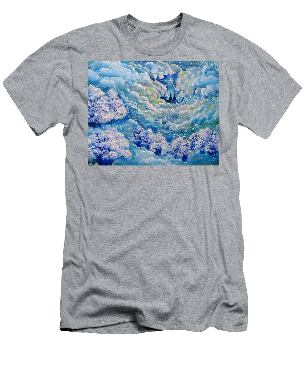 Blue T-Shirt featuring the painting Toward God Incline by Ashleigh Dyan Bayer