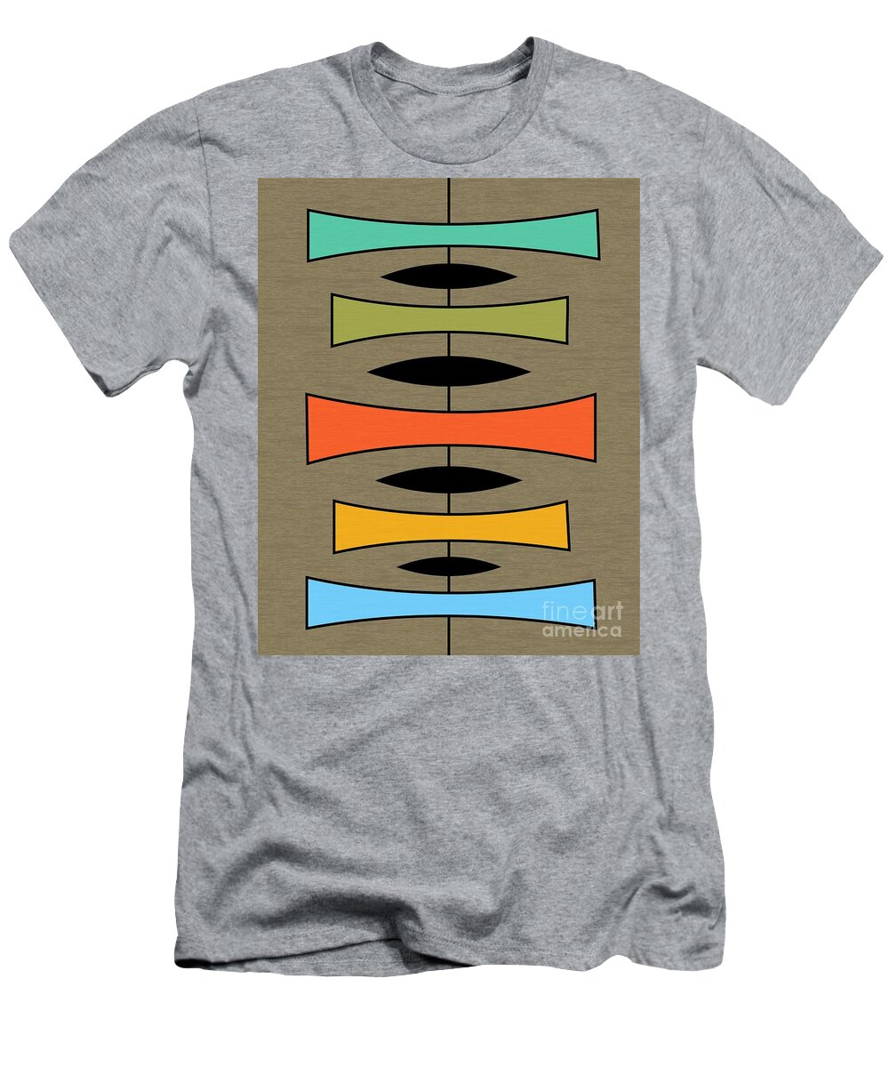 Mid-century Modern T-Shirt featuring the digital art Trapezoids 2 on Brown by Donna Mibus