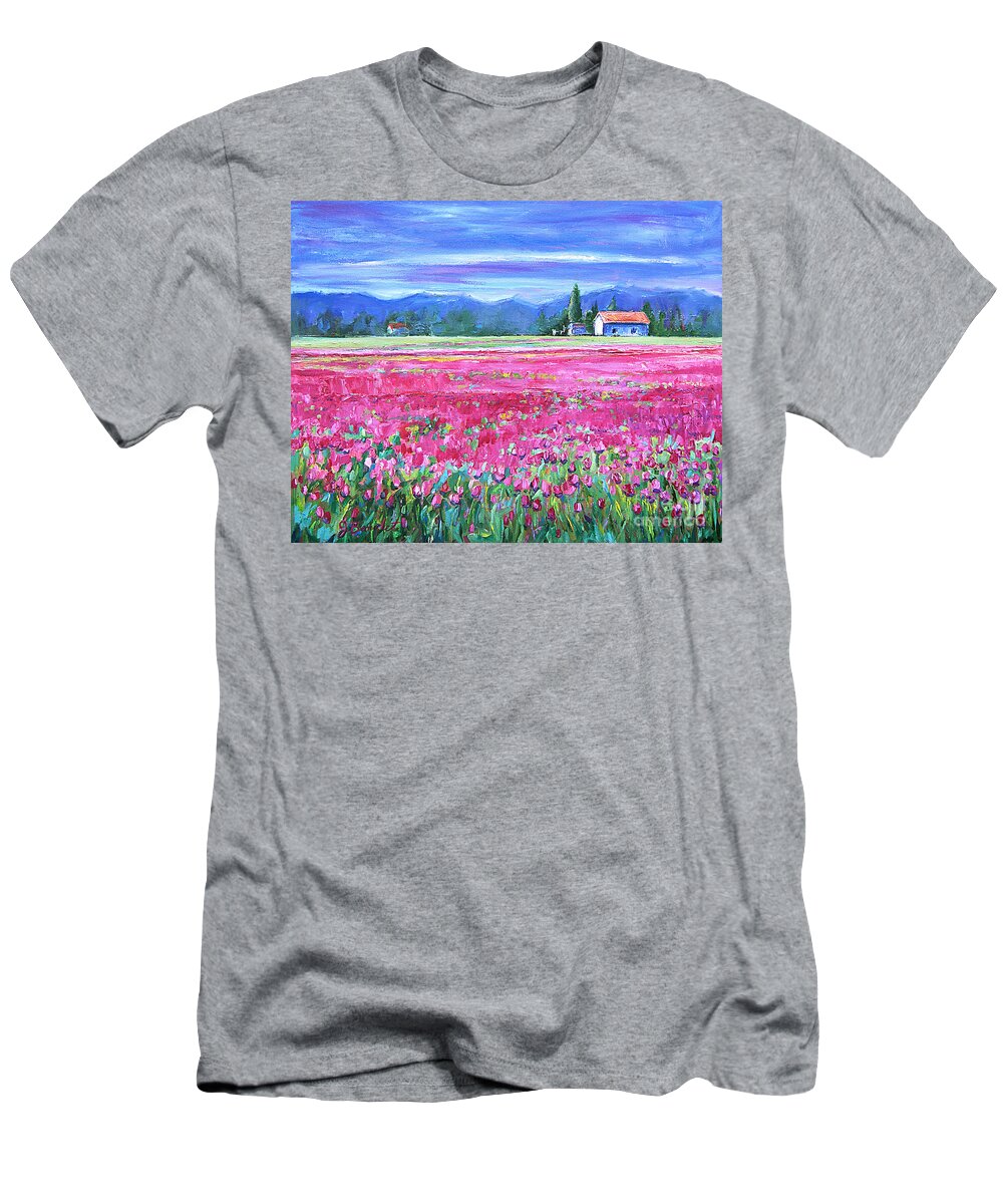 Floral T-Shirt featuring the painting Tulips in Spring by Jennifer Beaudet