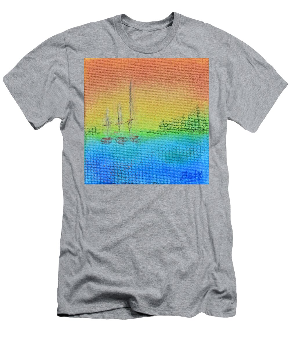 Sea T-Shirt featuring the painting Twilight On Evergreen Bay by Donna Blackhall