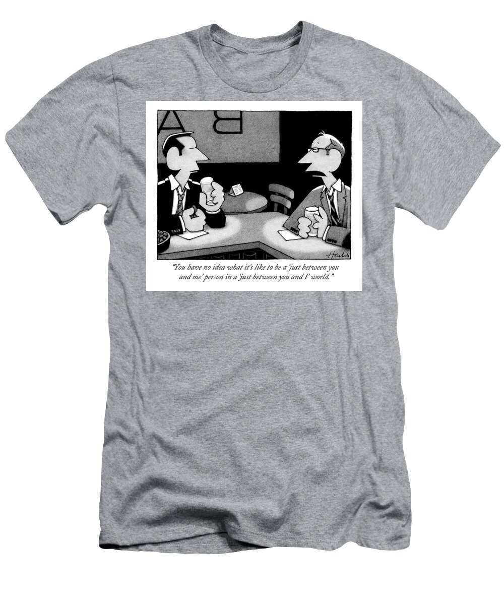 Person T-Shirt featuring the drawing Two Men Are Seen Speaking At A Bar by William Haefeli