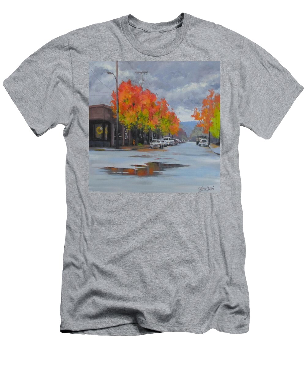 Autumn T-Shirt featuring the painting Urban Autumn by Karen Ilari