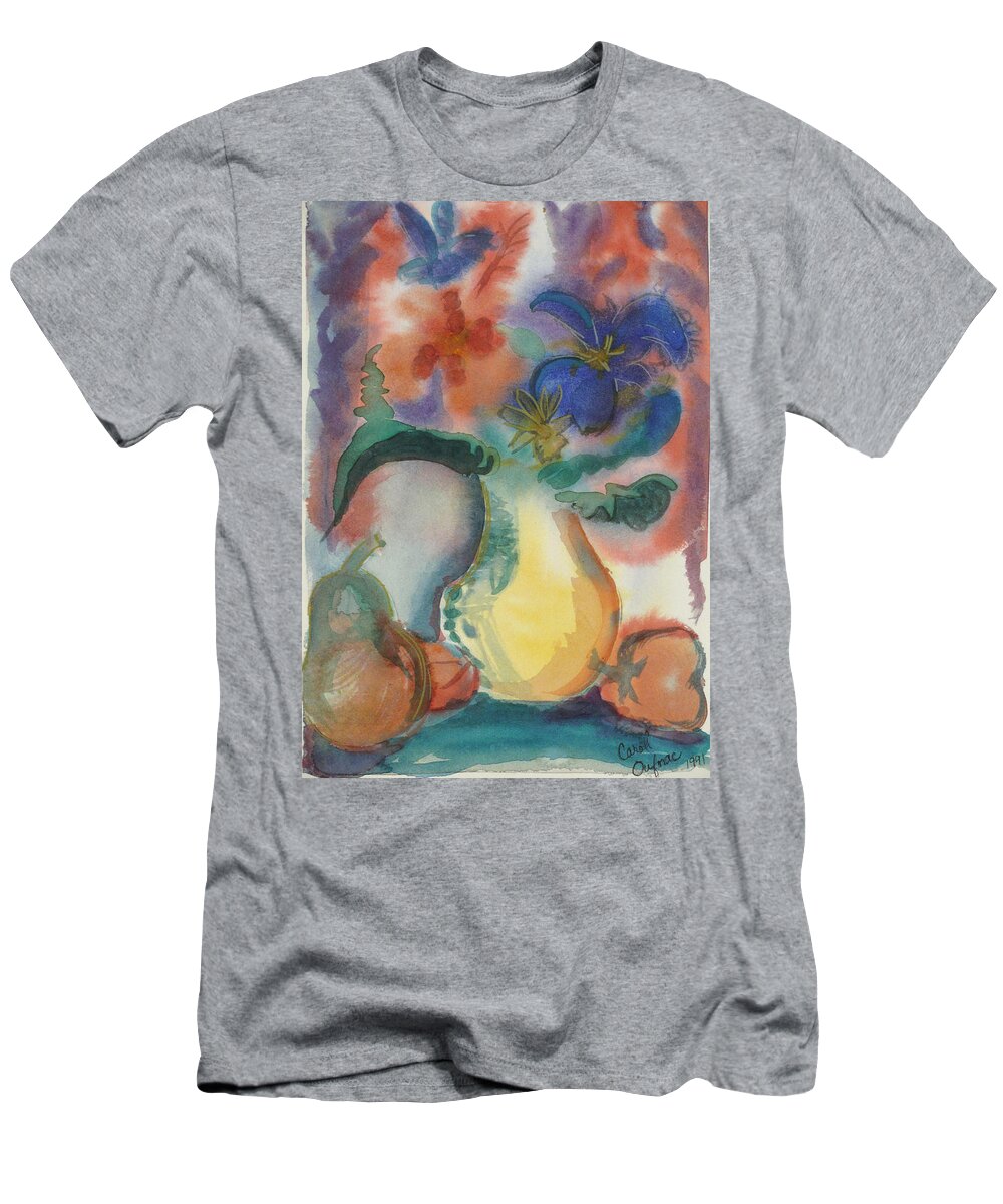 Pears T-Shirt featuring the painting Vase still life 1 by Carol Oufnac Mahan