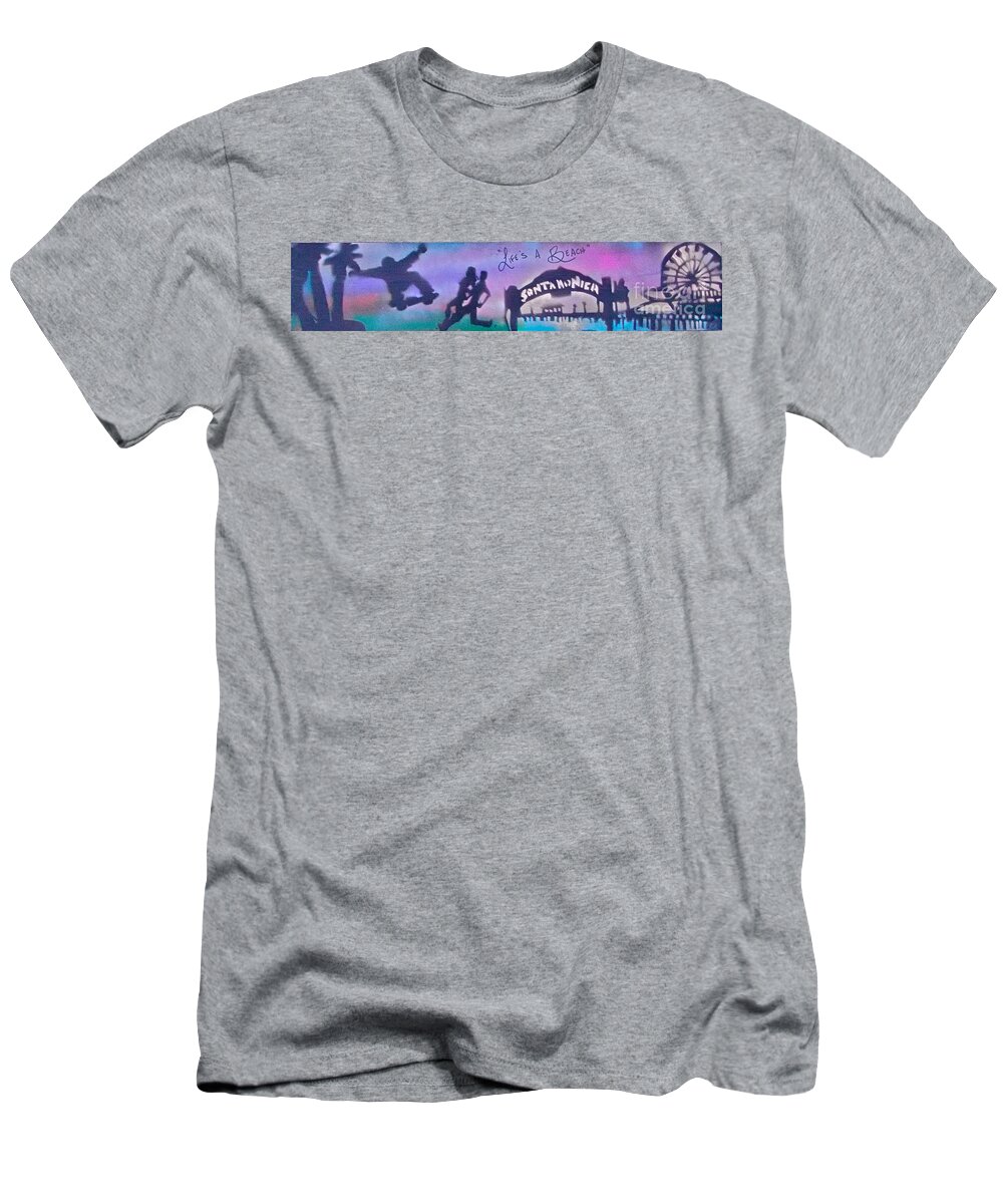 Graffiti T-Shirt featuring the painting Venice Beach to Santa Monica Purple by Tony B Conscious