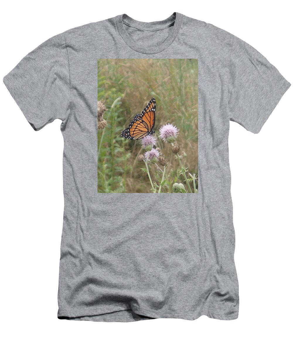 Viceroy T-Shirt featuring the photograph Viceroy on Thistle by Robert Nickologianis