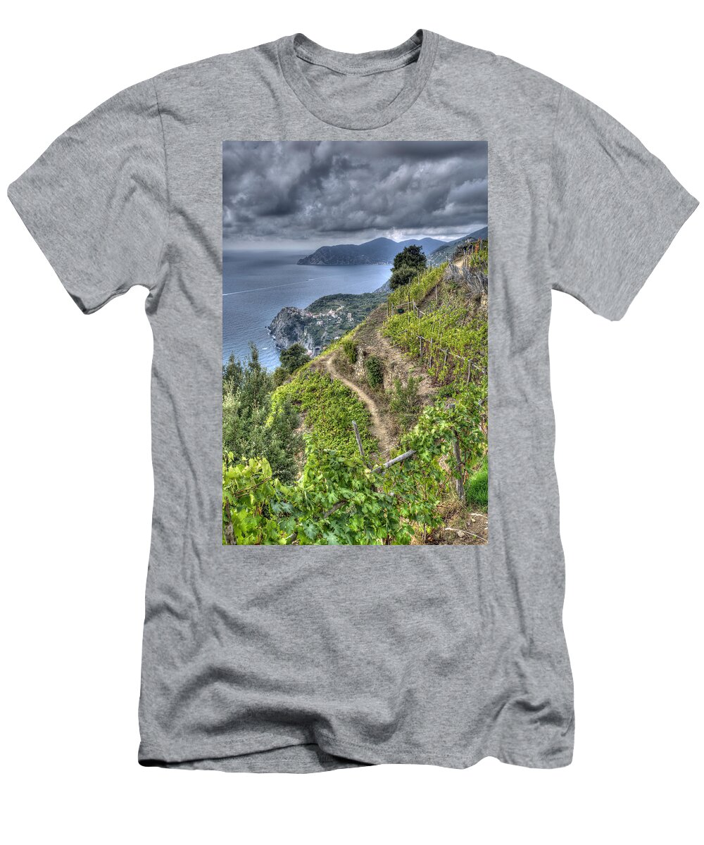 Europe T-Shirt featuring the photograph Vineyards above Cinque Terre 1 by Matt Swinden