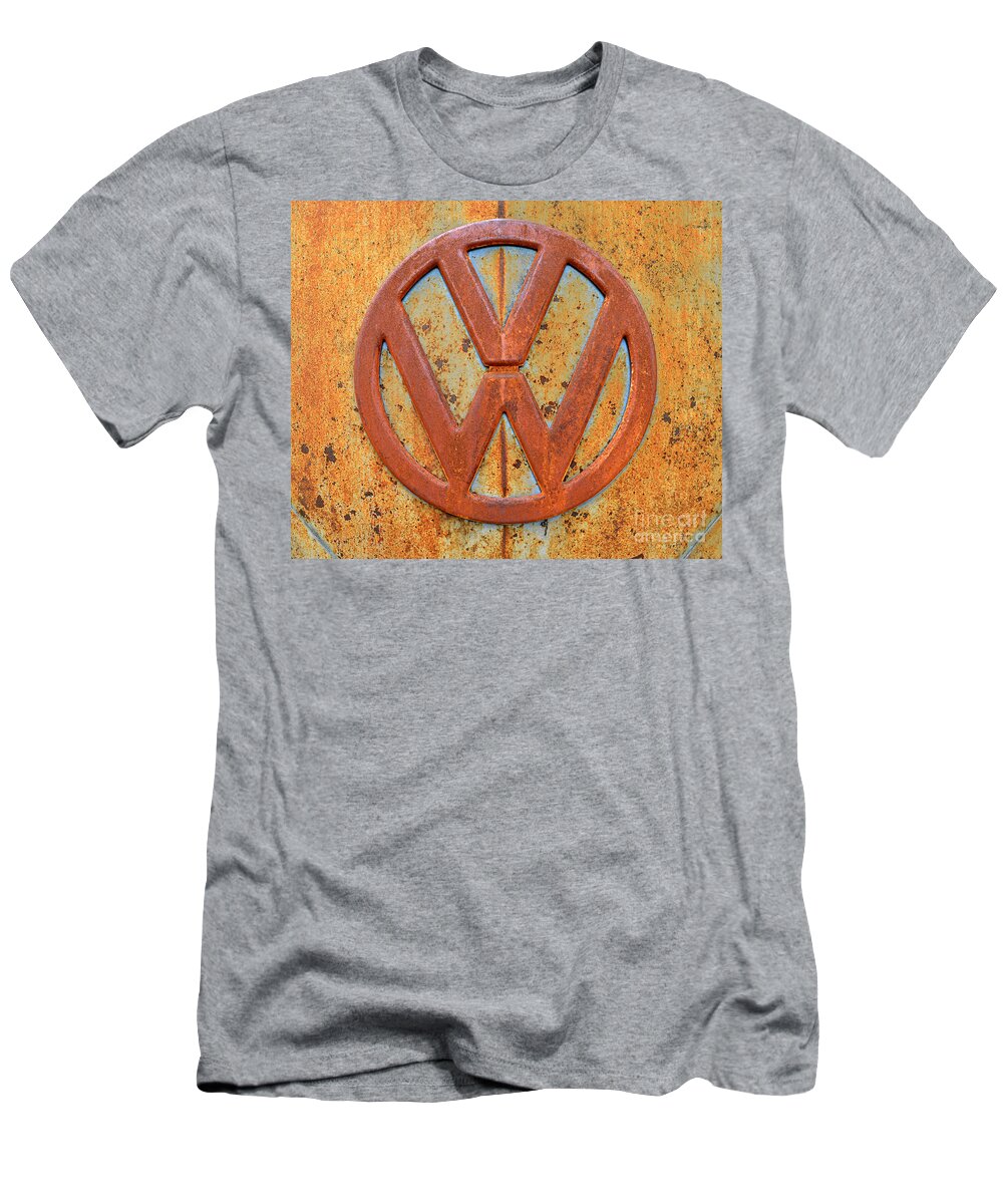 Vw T-Shirt featuring the photograph Vintage Volkswagen Bus Logo by Catherine Sherman
