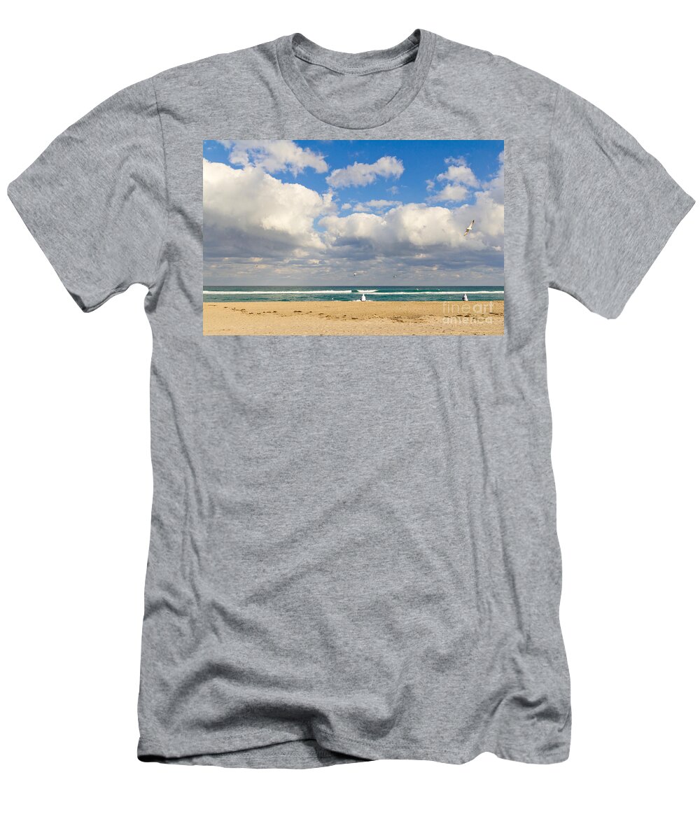 People T-Shirt featuring the photograph Watching The Waves by Les Palenik