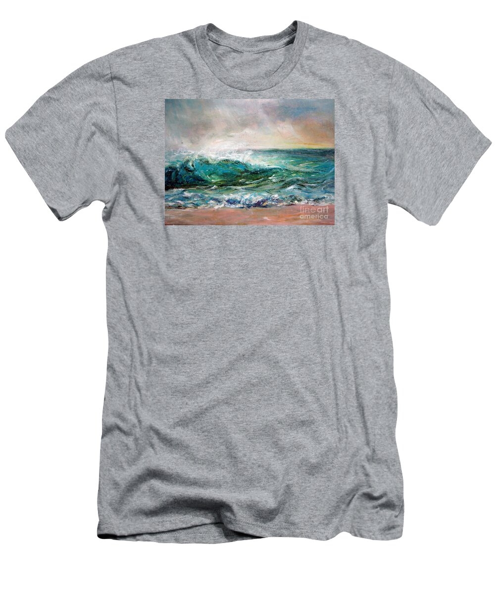 Waves T-Shirt featuring the painting Waves by Jieming Wang