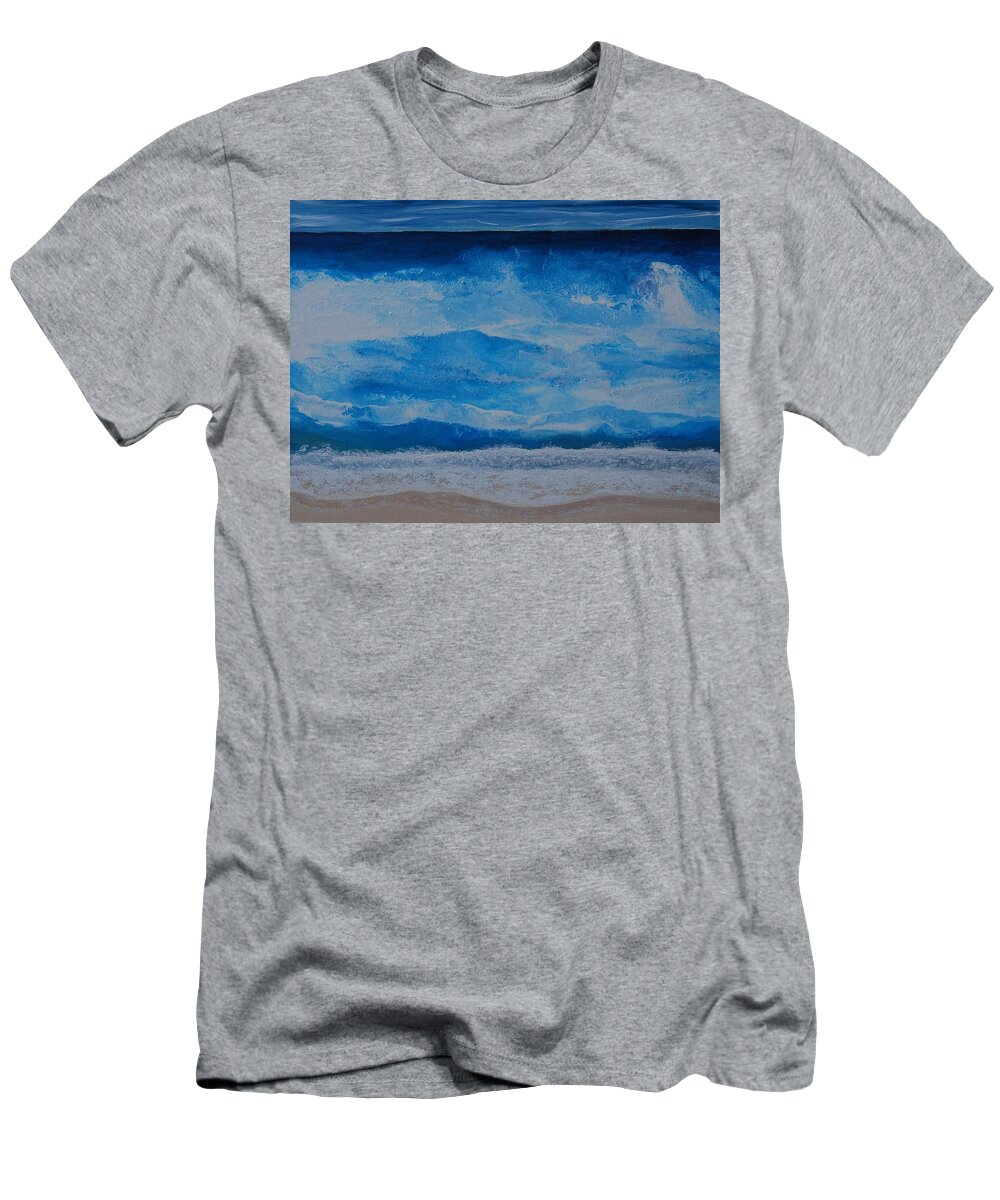 Indigo T-Shirt featuring the painting Waves by Linda Bailey