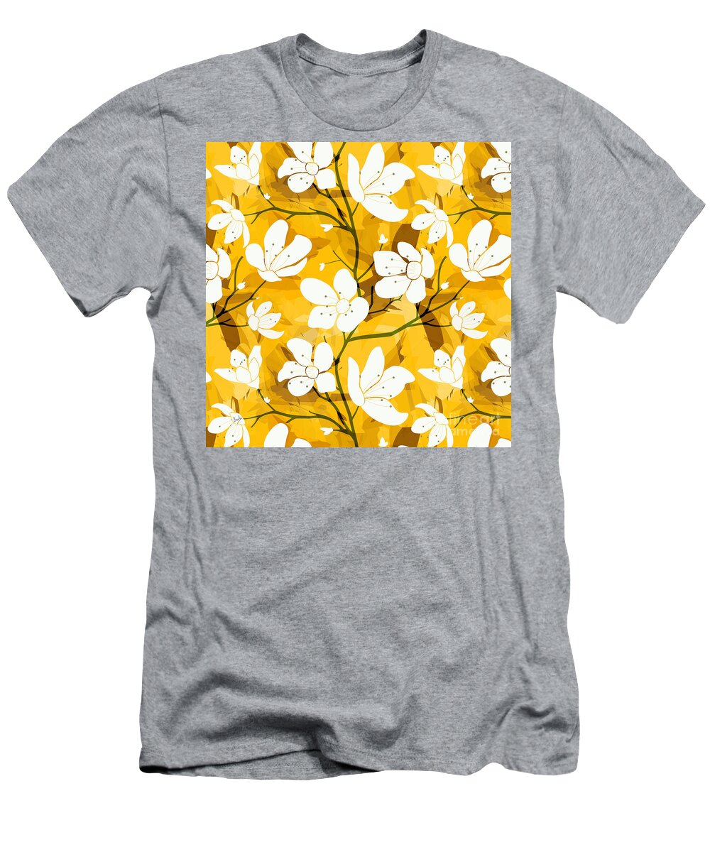 Flowers T-Shirt featuring the digital art White Flowers Of Early Summer by Peter Awax