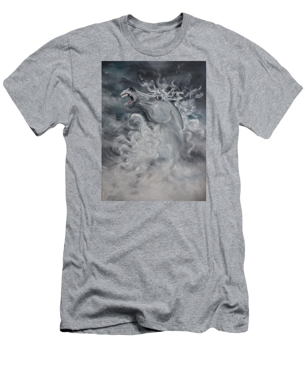 Wild Stallion T-Shirt featuring the painting Wild And Free by Jean Walker