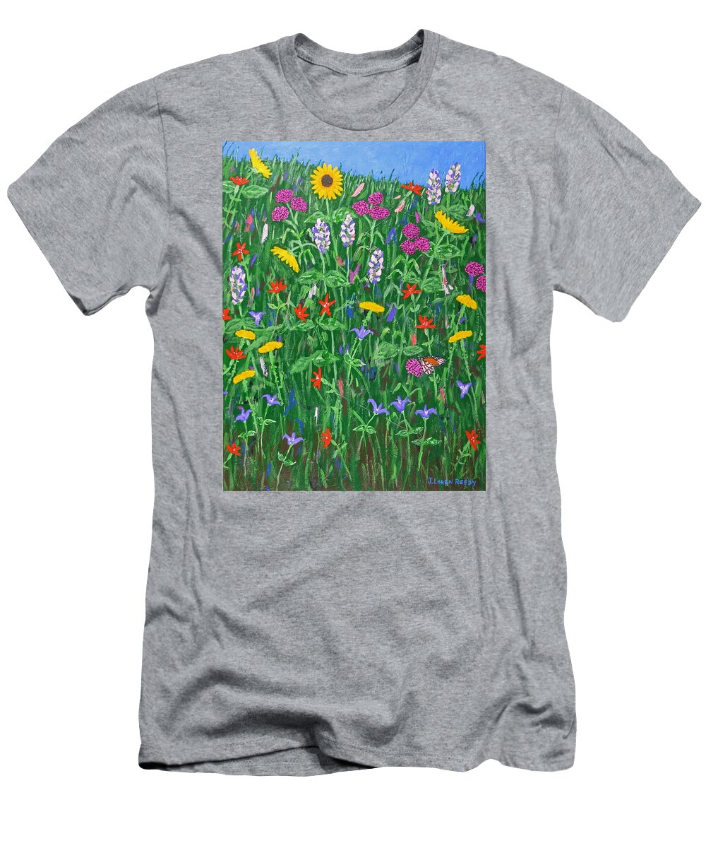 Wildflowers Painting T-Shirt featuring the painting Wildflowers-vertical by J Loren Reedy