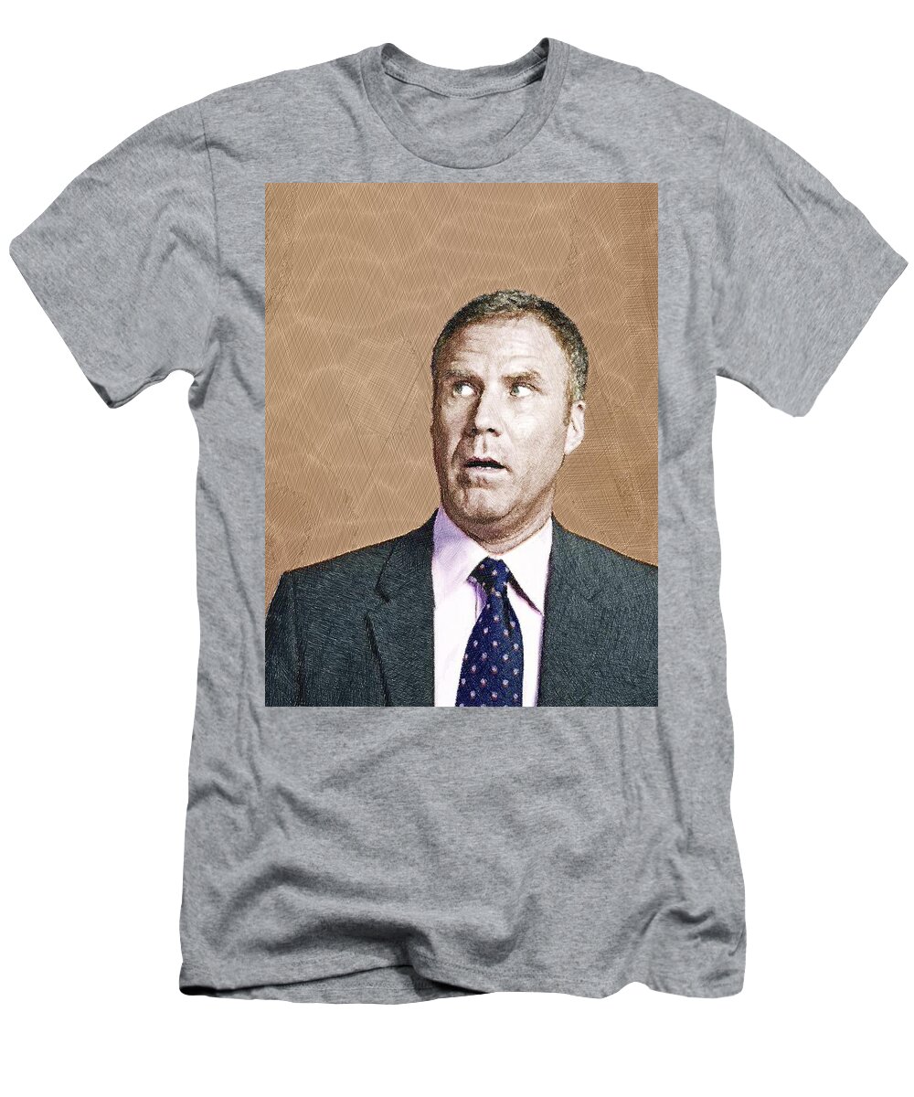Anchorman T-Shirt featuring the painting Will Ferrell by Tony Rubino